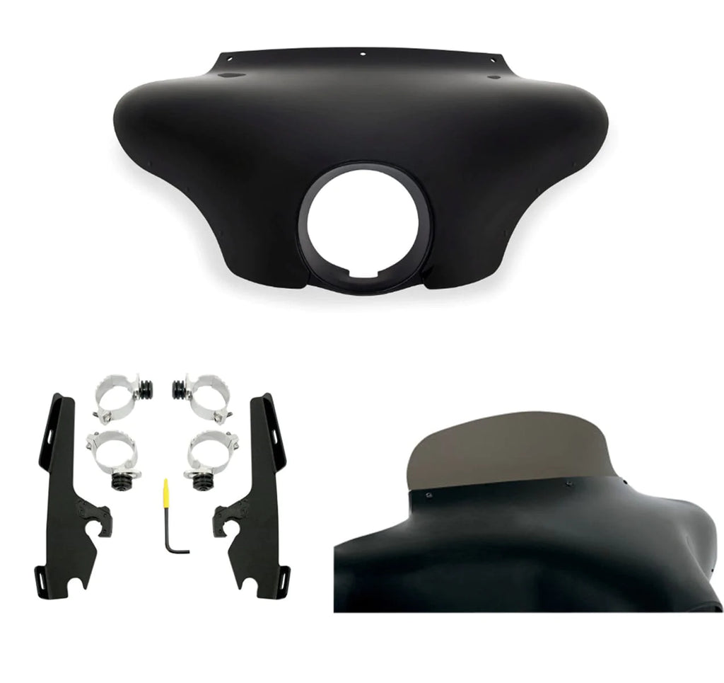 Memphis Shades Fairings & Body Work Memphis Shades Batwing Fairing 5" Smoke Windshield Black Mount Kit Harley Dyna