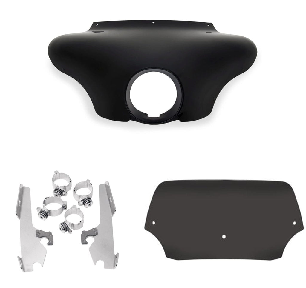 Memphis Shades Fairings & Body Work Memphis Shades Batwing Fairing 6.5 Black Windshield Polished Mounting Kit Harley