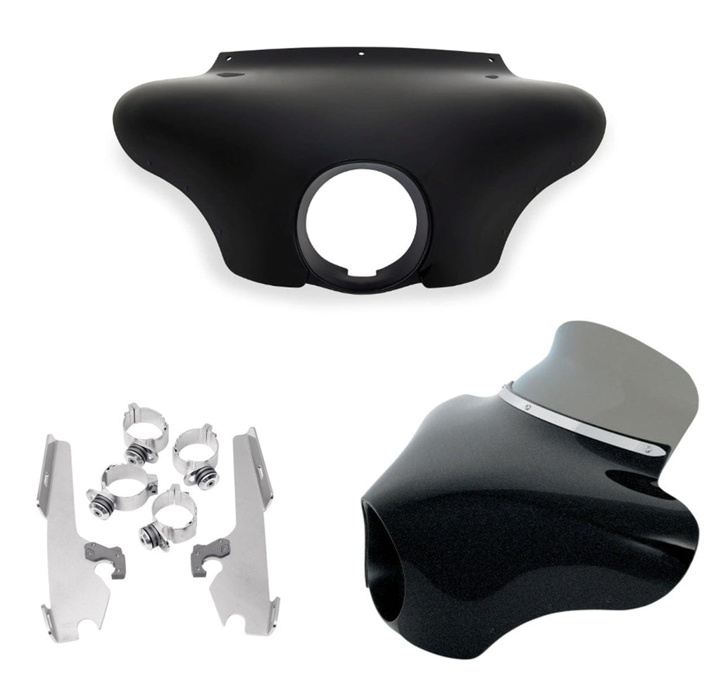 Memphis Shades Fairings & Body Work Memphis Shades Batwing Fairing 6.5 Smoke Windshield Polished Mounting Kit Harley