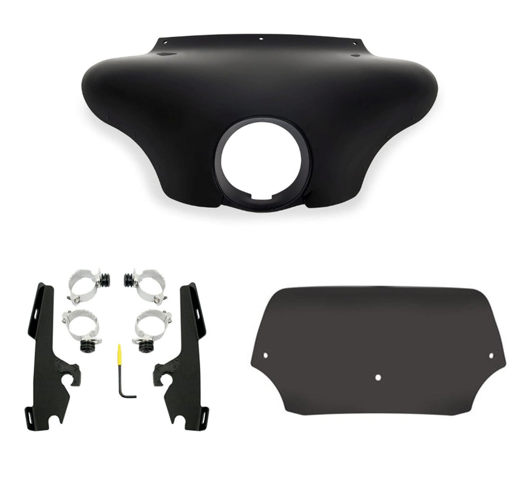 Memphis Shades Fairings & Body Work Memphis Shades Batwing Fairing 6.5" Windshield Black Smoke Mount Kit Harley Dyna