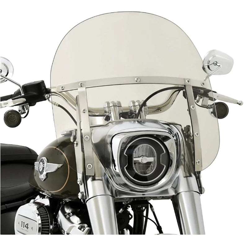 Memphis Shades Fairings & Body Work Memphis Shades Fats 13" Clear Windshield Polished Mounts Harley Softail 18+ FLFB