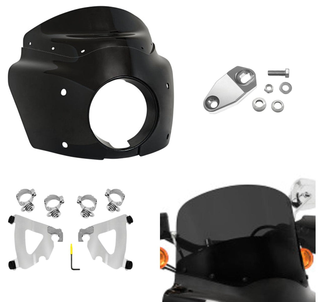 Memphis Shades Fairings & Body Work Memphis Shades Road Warrior Fairing 11" Black Windshield Mount Harley Dyna 91-05