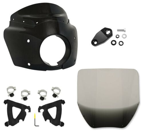 Memphis Shades Fairings & Body Work Memphis Shades Road Warrior Fairing 13" Ghost Black Windshield Mount Harley Dyna