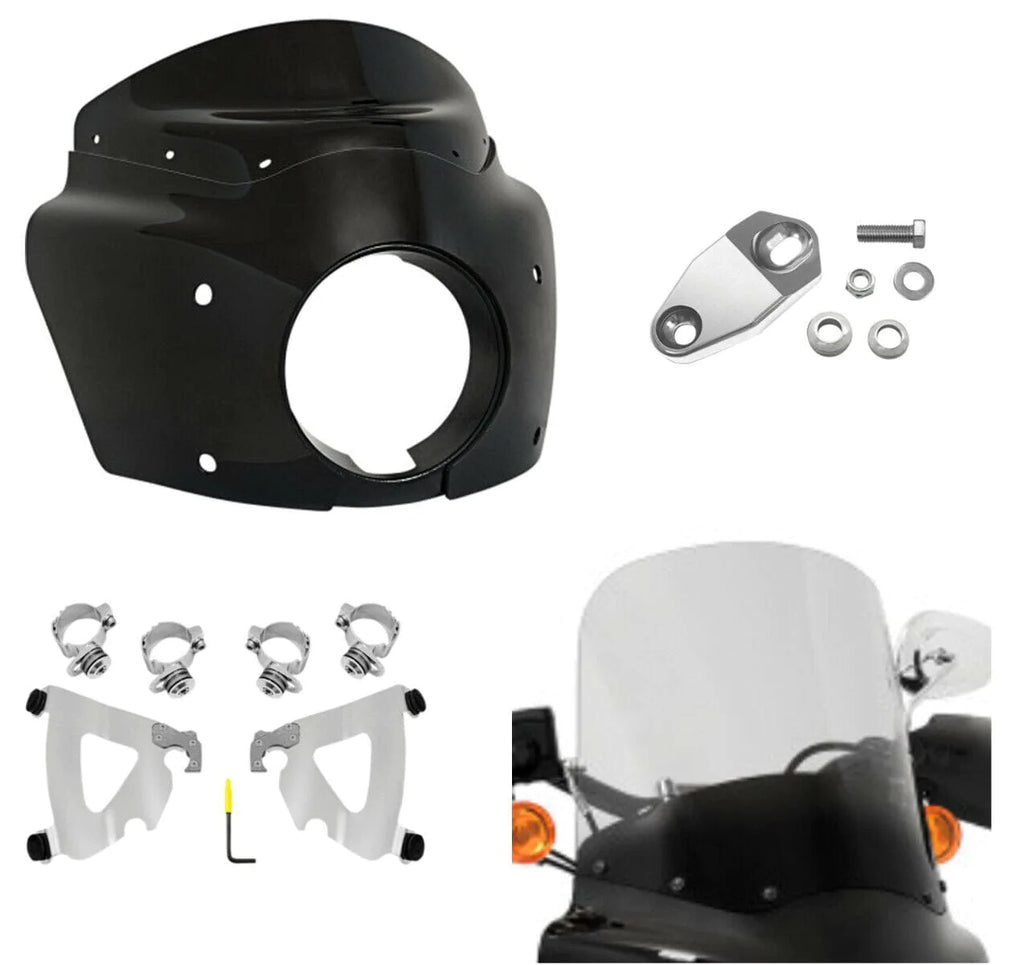 Memphis Shades Fairings & Body Work Memphis Shades Road Warrior Fairing 15" Ghost Windshield Mount Harley Dyna 91-05