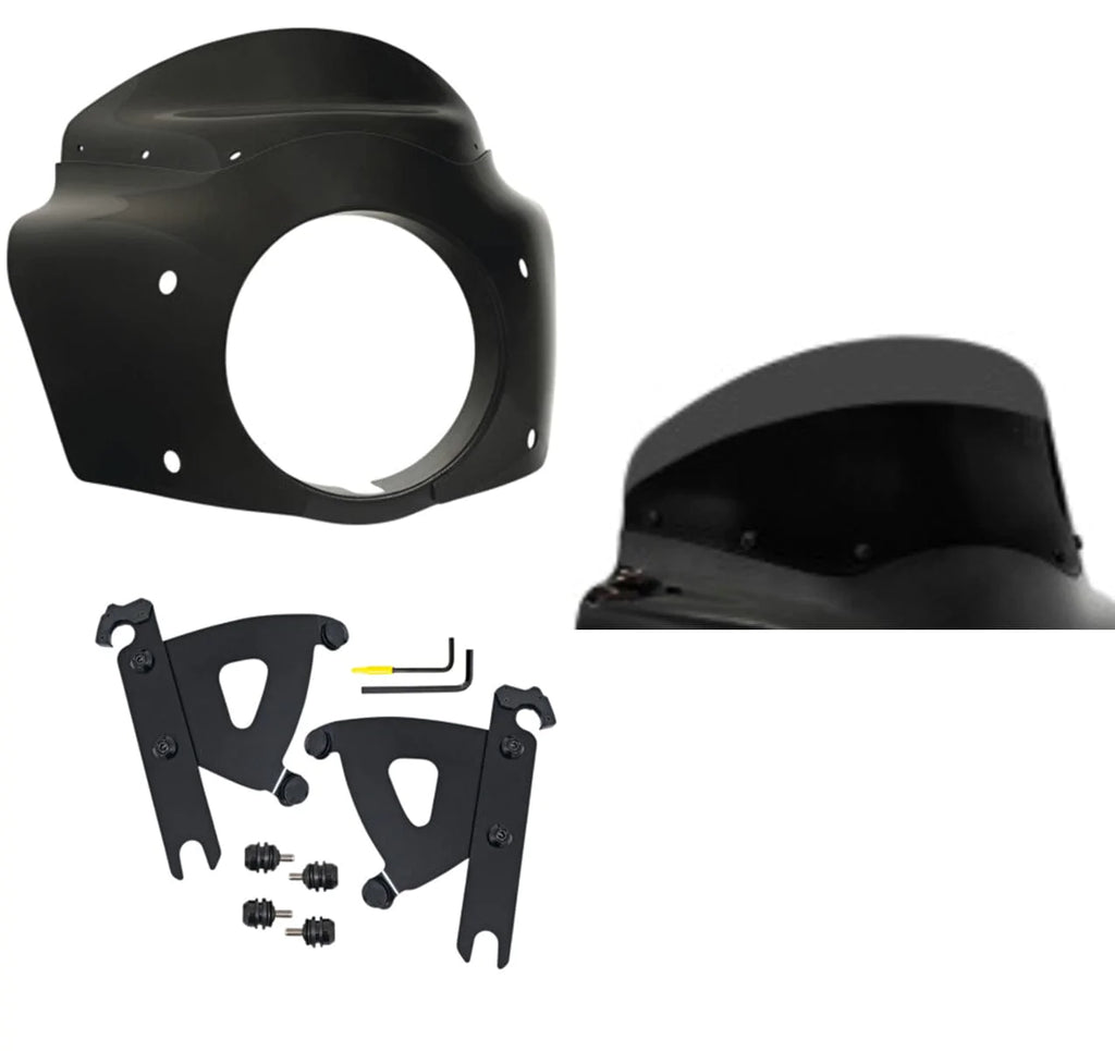 Memphis Shades Fairings & Body Work Memphis Shades Road Warrior Fairing 7" Black Windshield Kit Harley Softail 86-17