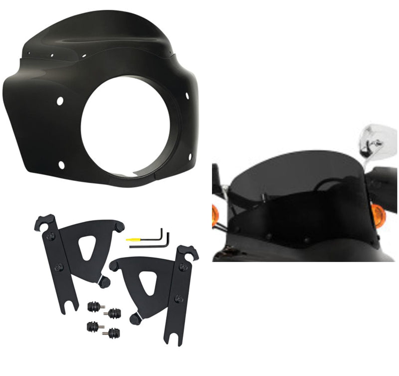 Memphis Shades Fairings & Body Work Memphis Shades Road Warrior Fairing 9" Black Windshield Kit Harley Softail 86-17