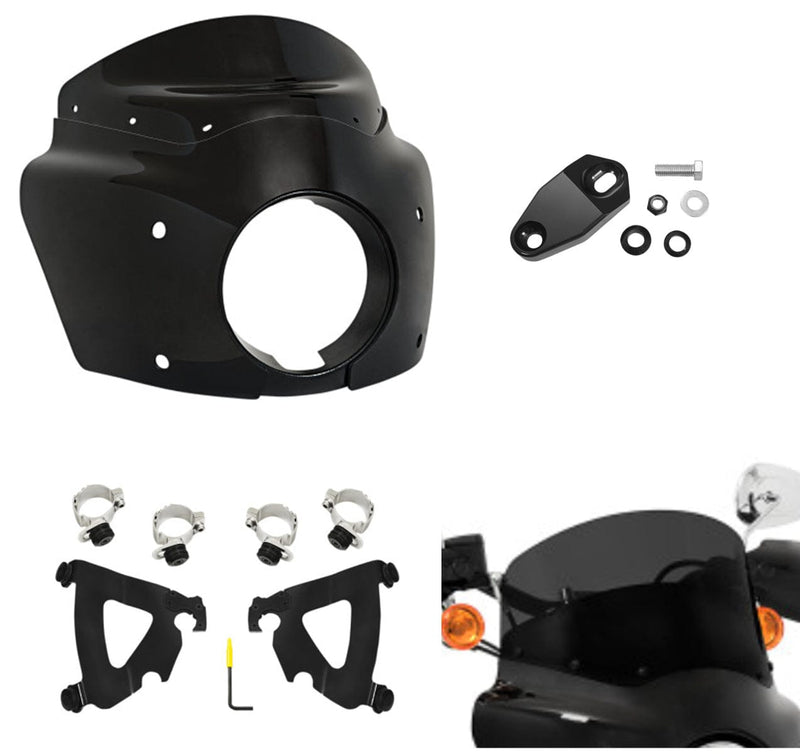 Memphis Shades Fairings & Body Work Memphis Shades Road Warrior Fairing 9" Dark Black Windshield Mount Harley Dyna