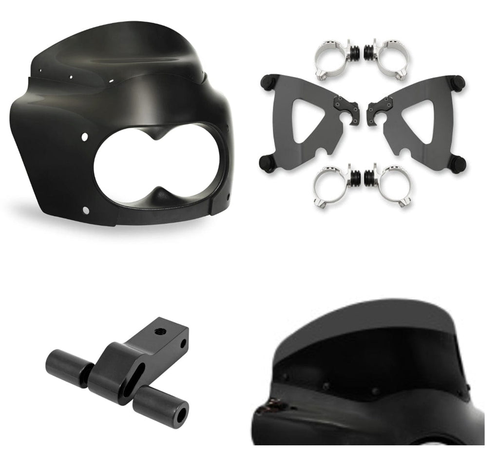 Memphis Shades Fairings & Body Work Memphis Shades Road Warrior Fairing Mount 7" Dark Black Windshield Harley Dyna