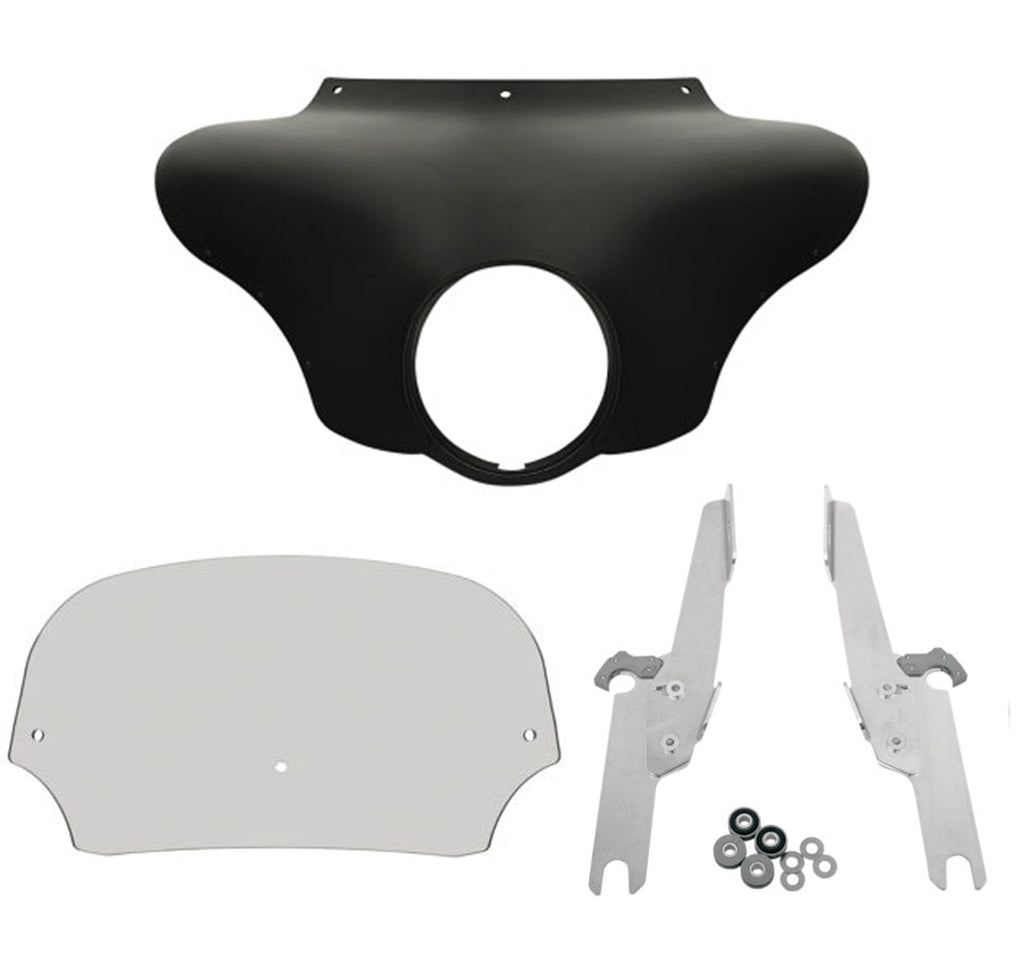 Memphis Shades Memphis Shades Batwing Fairing 7" Solar Windshield Polished Kit Harley FLHR 94+