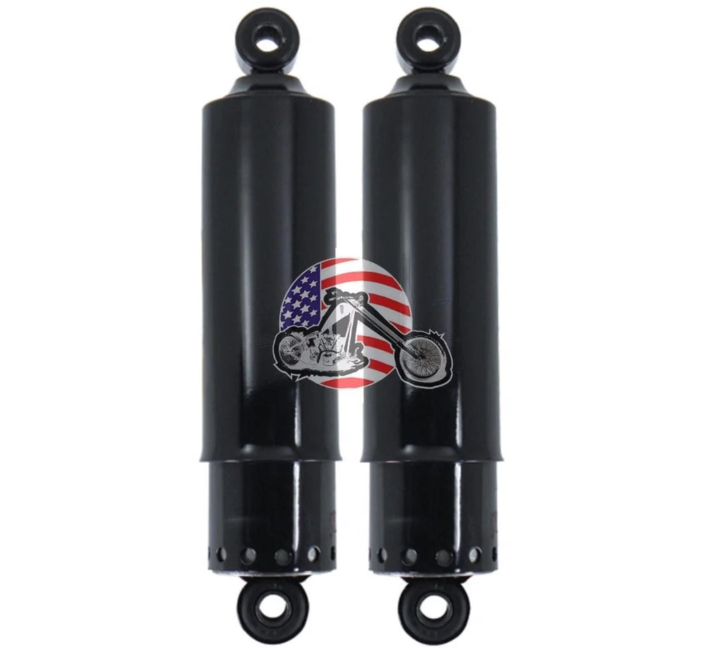 Mid-USA Black Replica 12" Covered Rear Shocks Harley Ironhead Shovelhead Big Twin XL