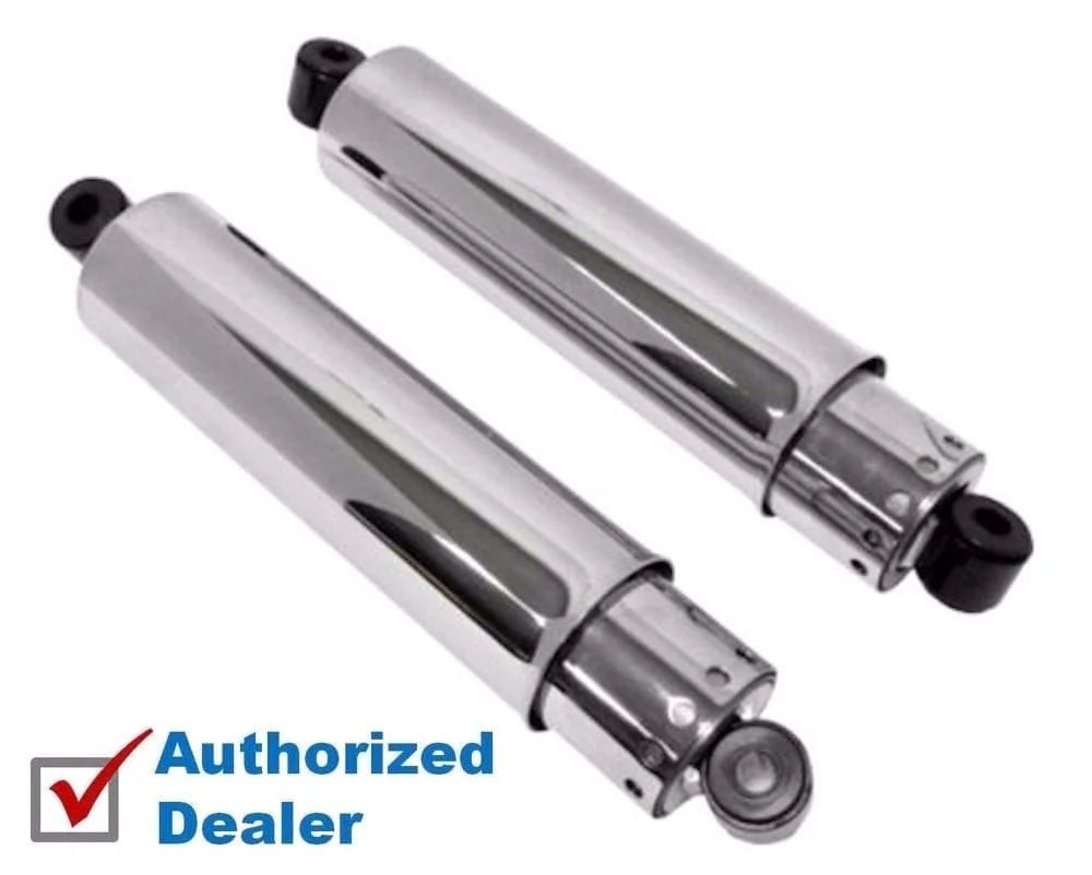 Mid-USA Chrome Replica 11" Low Covered Rear Shocks Harley Ironhead Shovelhead Sportster