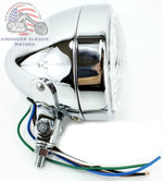 Mid-USA Headlight Assemblies Chrome 3.5" Headlight Headlamp Custom Springer Chopper Ironhead Shovel Harley FX