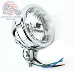 Mid-USA Headlight Assemblies Chrome 3.5" Headlight Headlamp Custom Springer Chopper Ironhead Shovel Harley FX