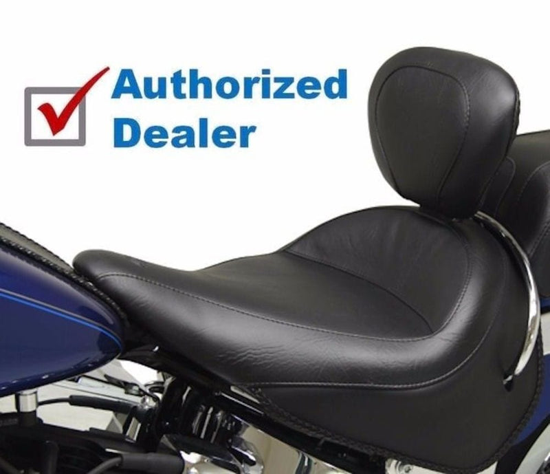 Mustang Backrests & Sissy Bars Mustang Wide Solo Seat Black With Driver Backrest 2005-2017 Harley Deluxe 79914