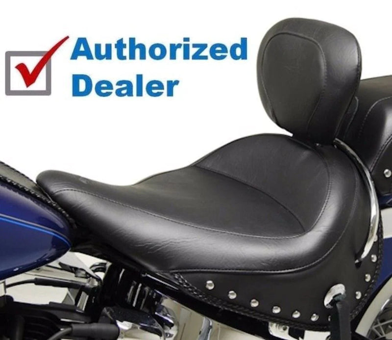 Mustang Backrests & Sissy Bars Mustang Wide Solo Seat w/ Driver Backrest Chrome Studded 2005-2017 Harley Deluxe