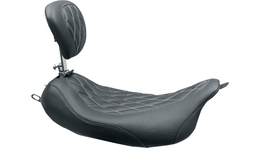 Mustang Mustang Wide Tripper Solo Seat Removable Backrest Black Gray Harley Bagger 2008+