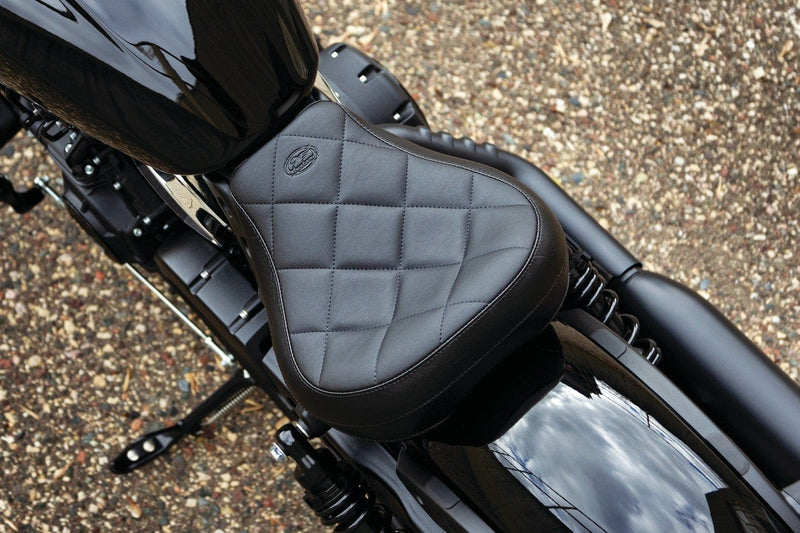 Mustang Seats Mustang Black Standard Touring Solo Seat Diamond Stitch Indian Scout Bobber 18+