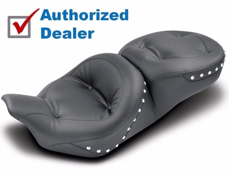 Mustang Seats Mustang Smooth One Piece Seat Regal Chrome Studs Studded 08-2020 Harley Touring