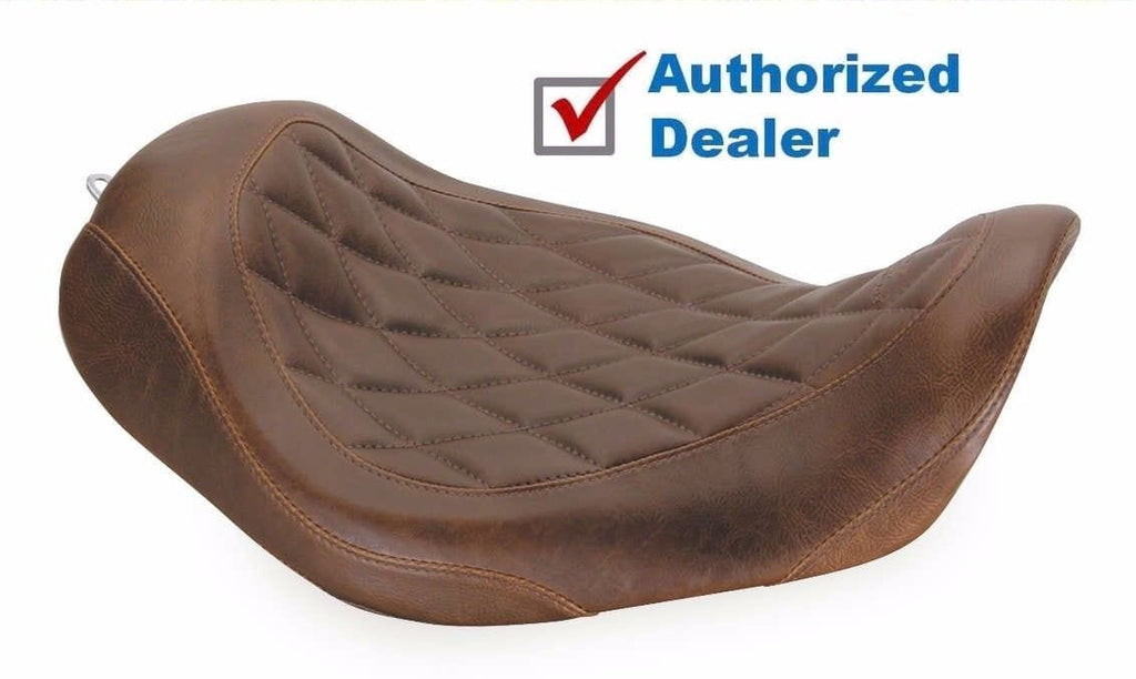 Mustang Seats Mustang Wide Tripper Solo Seat Distressed Brown Diamond Pattern Harley Touring