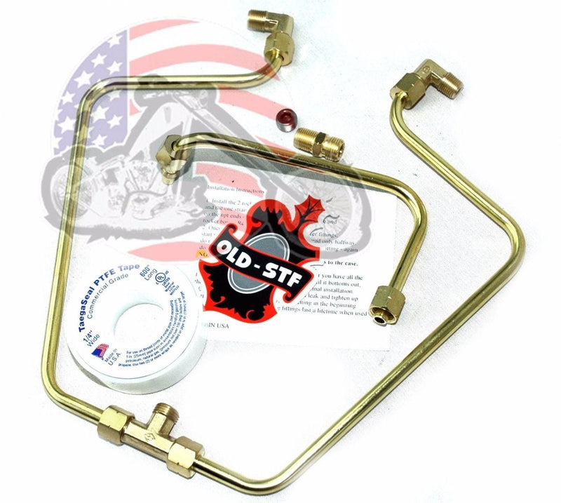 Old-Stf Brass Split Rocker Box Oil Hard Lines Harley Shovelhead