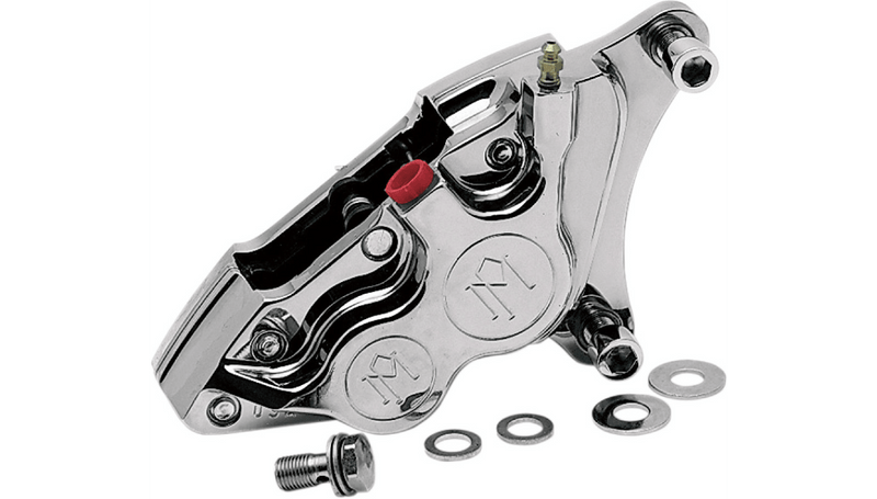 Performance Machine Four Piston Chrome Differential Bore Caliper 11.5" Rotor Front Left Harley 84-99