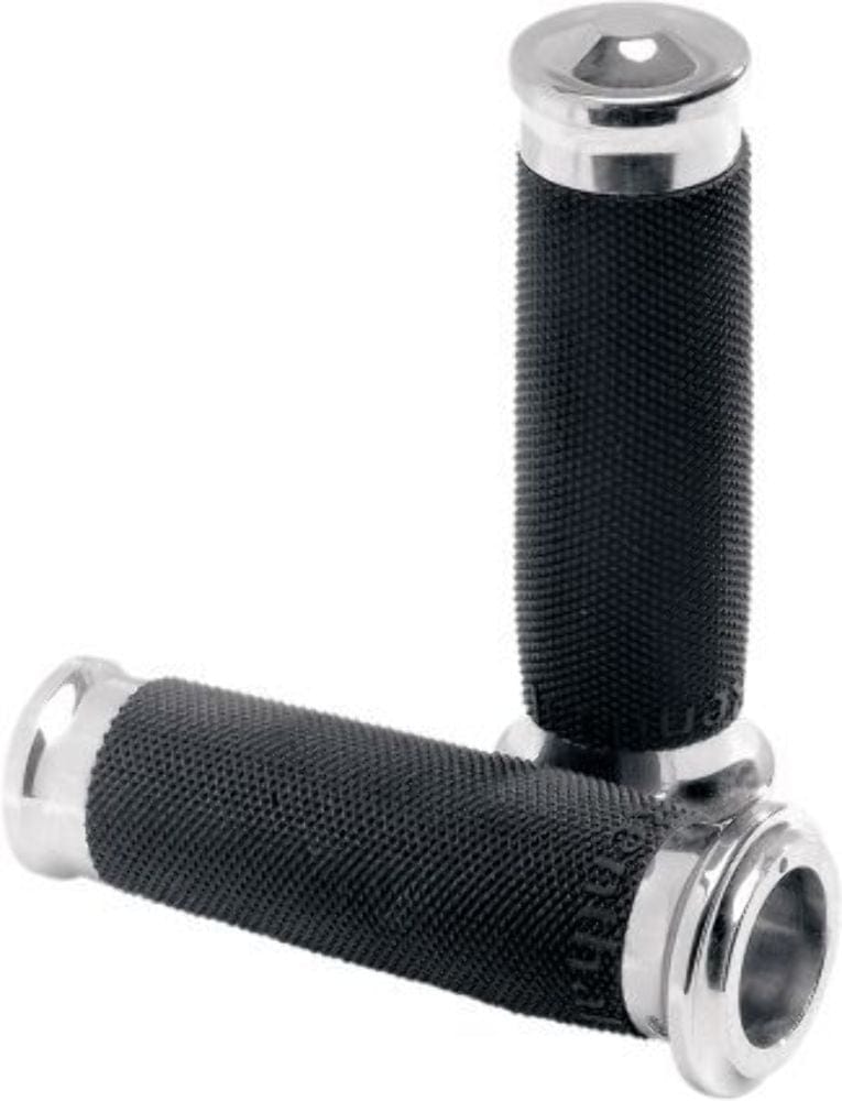 Performance Machine Grips Performance Machine PM Chrome Black Grips 08-2017 Harley Touring Softail TBW