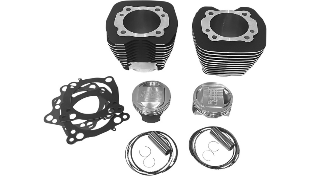 Revolution Performance Revolution Bolt-On Big Bore Cylinder Kit 98" Cut Black Harley Twin Cam 99-06