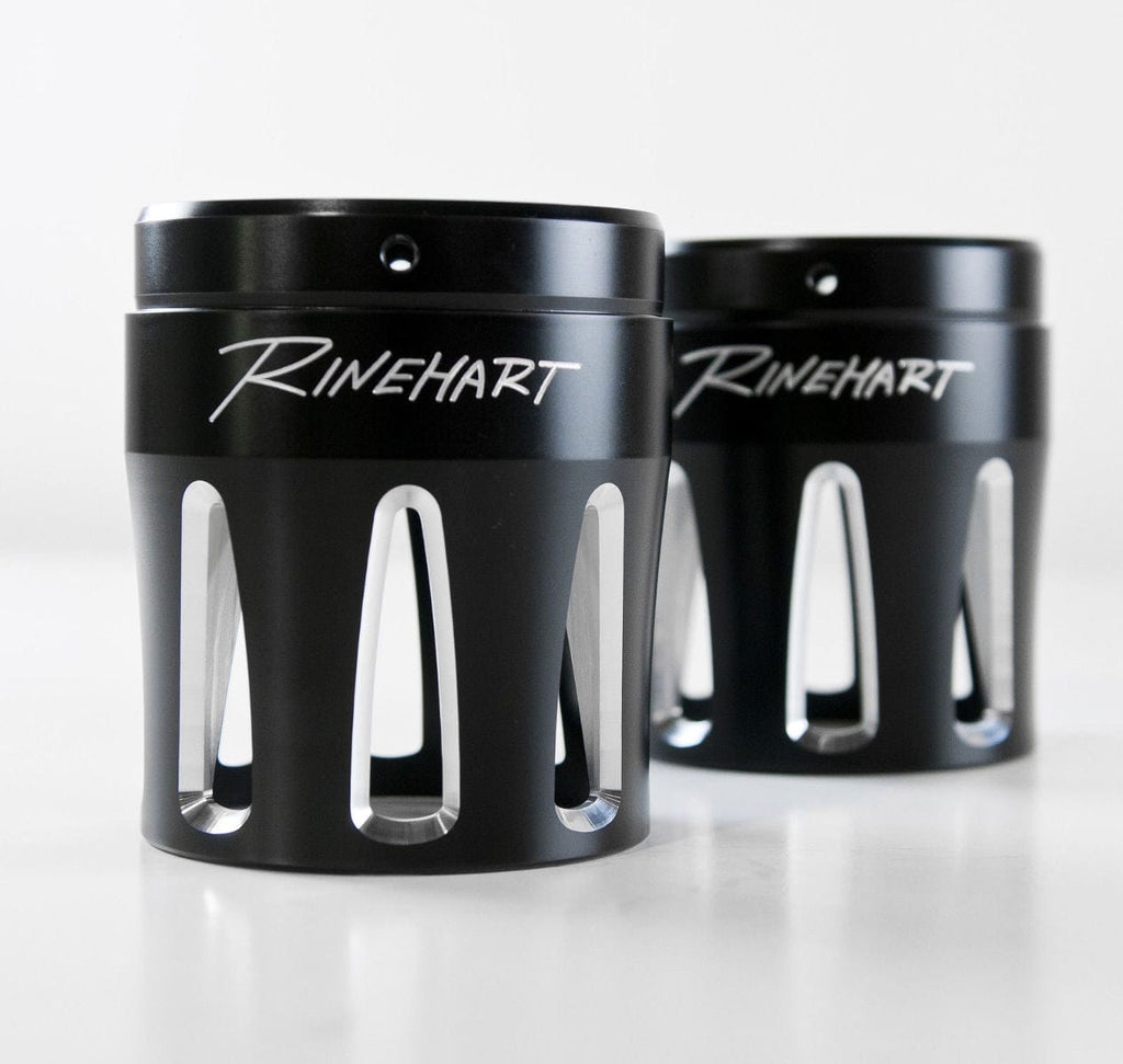 Rinehart Racing Silencers, Mufflers & Baffles Rinehart 4" Black Machined Moto Series Merge Style End Caps Harley Muffler Pair