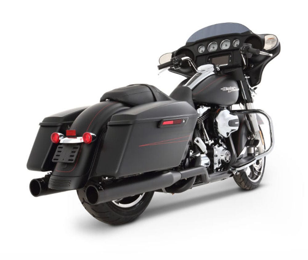 Rinehart Racing Silencers, Mufflers & Baffles Rinehart Black 4" Xtreme True Duals Headers Black Tips Exhaust Harley Touring