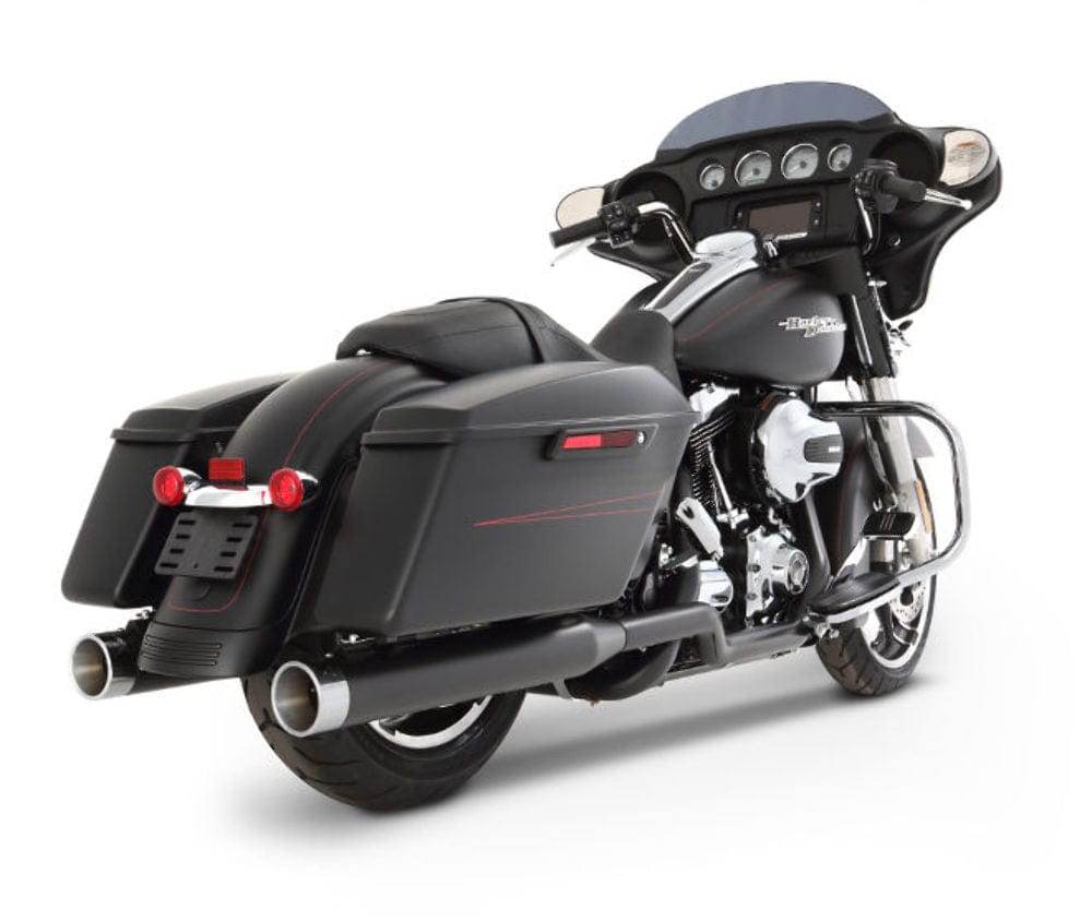 Rinehart Racing Silencers, Mufflers & Baffles Rinehart Black 4" Xtreme True Duals Headers Chrome Tips Exhaust Harley Touring