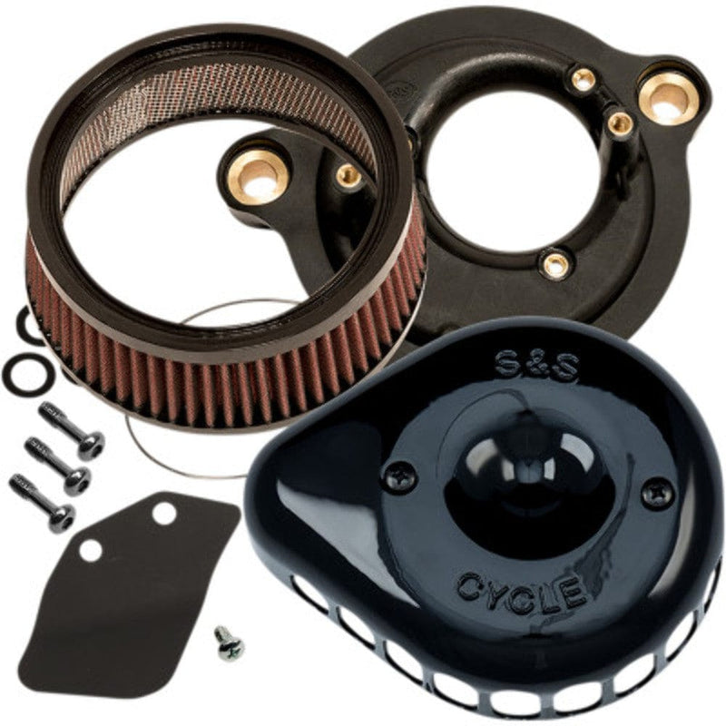S&S Cycle Air Filters S&S Gloss Black Stealth Mini Tear Drop Air Cleaner Filter Cover Kit Harley M8