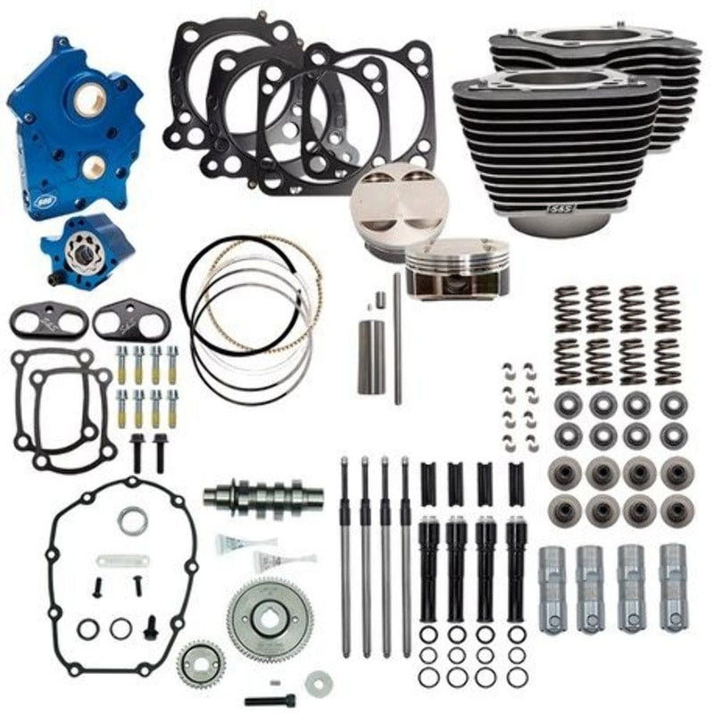 S&S Cycle Big Bore & Top End Kits S&S 107" to 124" Water Cooled Power Package Gear Drive Black Harley Touring M8