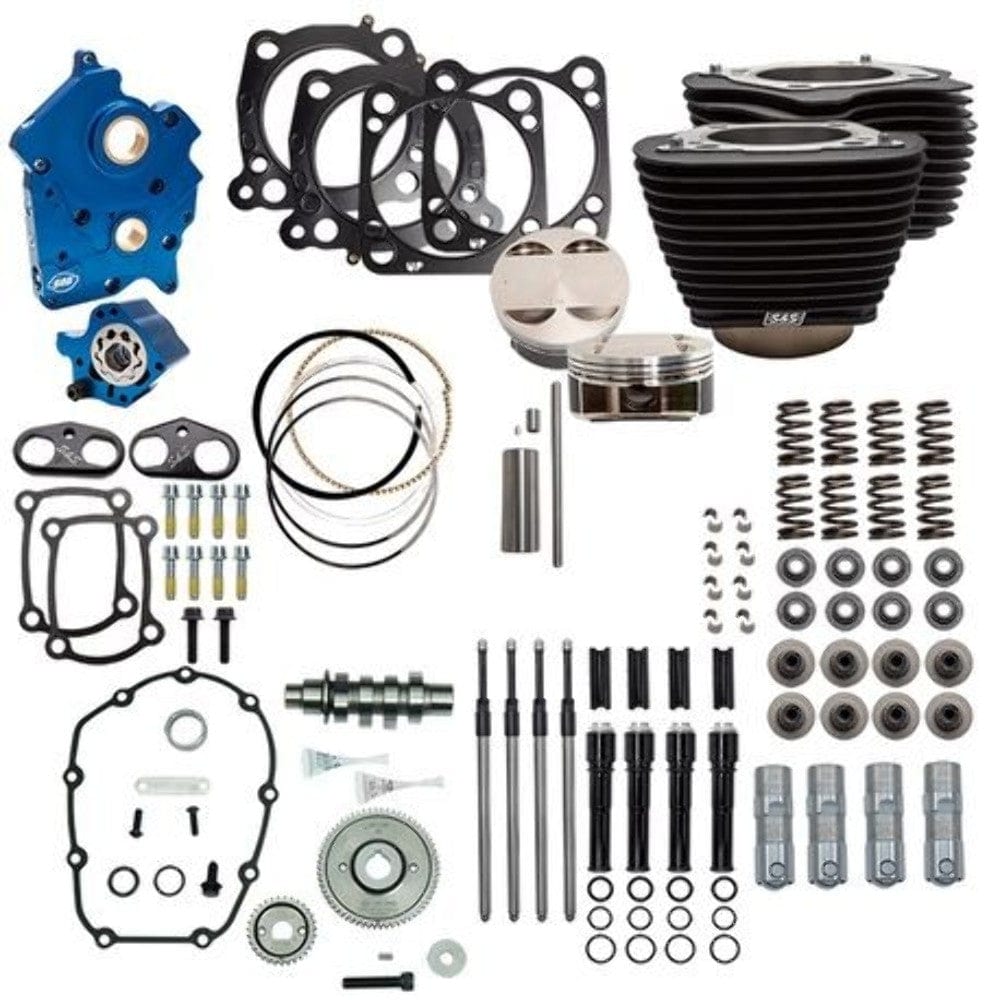 S&S Cycle Big Bore & Top End Kits S&S 124" Oil Cooled Power Package Gear Drive Black NH Harley Touring Softail M8