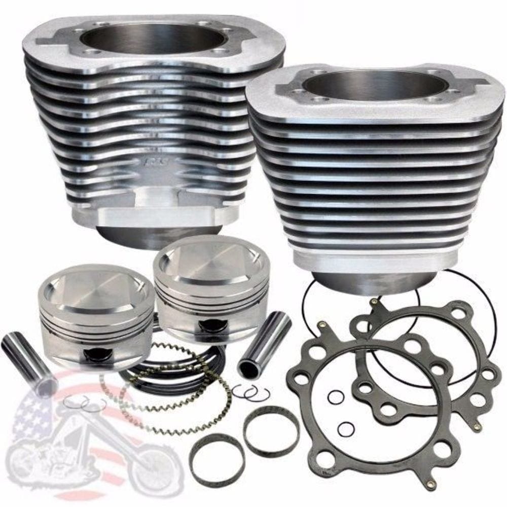 S&S Cycle Big Bore & Top End Kits S&S Cycle 95 Twin Cam Engine Motor Big Bore Kit Natural Cylinders Pistons Harley