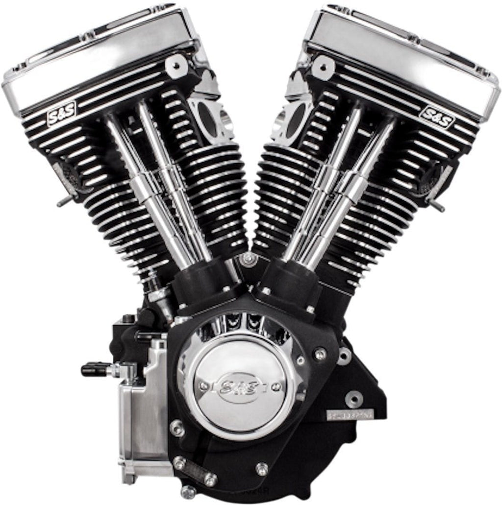S&S Cycle Complete Engines New Black & Chrome S&S 111" V111 Evolution Evo Long Block Motor Engine Harley