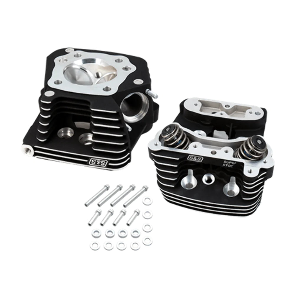 S&S Cycle Cylinder Heads & Valve Covers S&S Black Super Stock Replacement Cylinder Head Kit Harley Evolution Evo 84-99