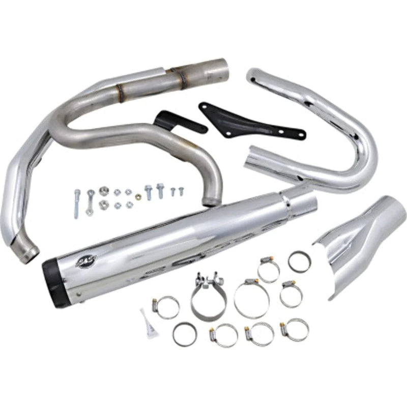 S&S Cycle Exhaust Systems S&S Superstreet Chrome 2-Into-1 Race Exhaust System Pipes Harley 18+ Softail M8