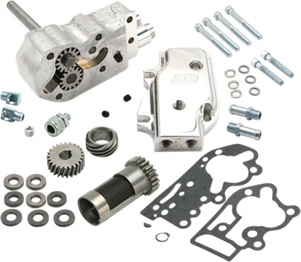 S&S Cycle Oil Pumps S&S Polished Billet Oil Pump Kit Package Breather  Gears Harley 92+ Evo Big Twin