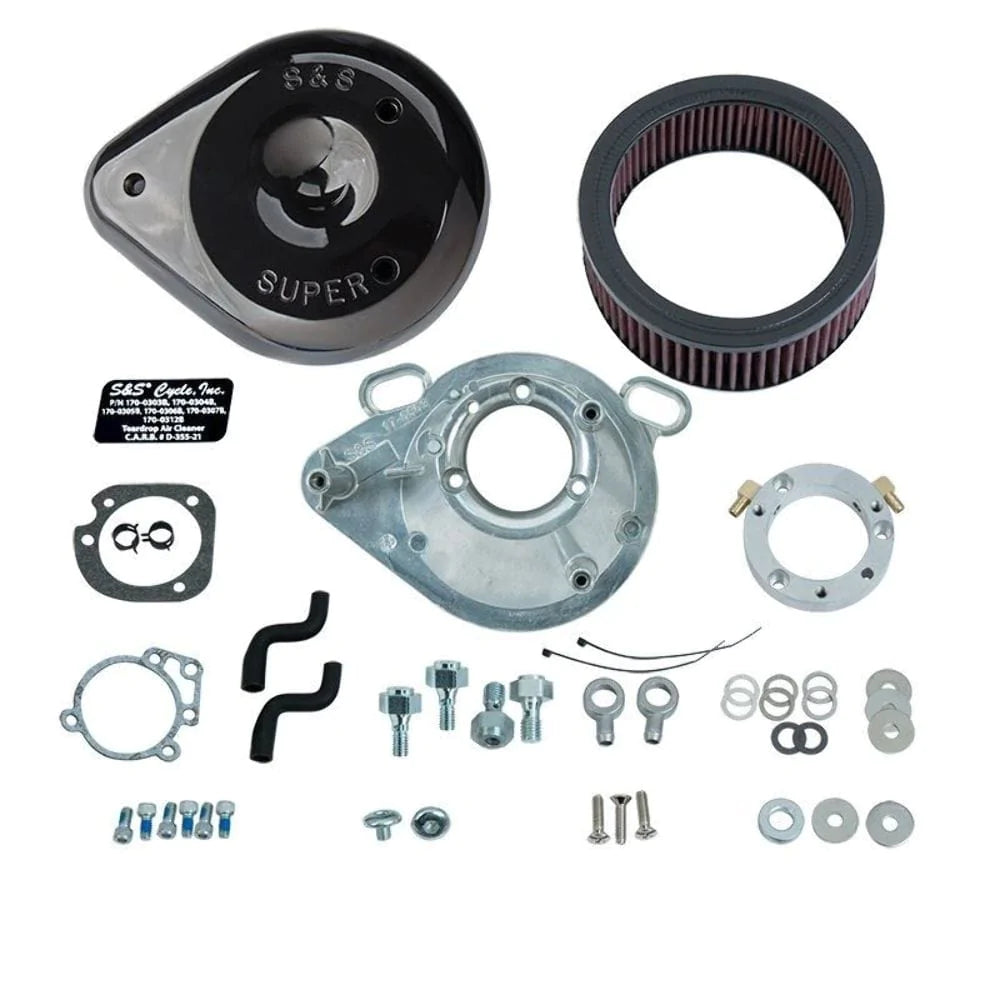 S&S Cycle Other Intake & Fuel Systems S&S Cycle Black Tear Drop Cover Air Cleaner Filter Kit Harley 99-2017 Big Twin