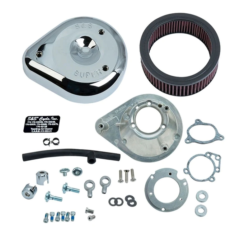 S&S Cycle Other Intake & Fuel Systems S&S Cycle Tear Drop Chrome Stage 1 Air Cleaner Filter Kit 08-17 Harley Twin Cam