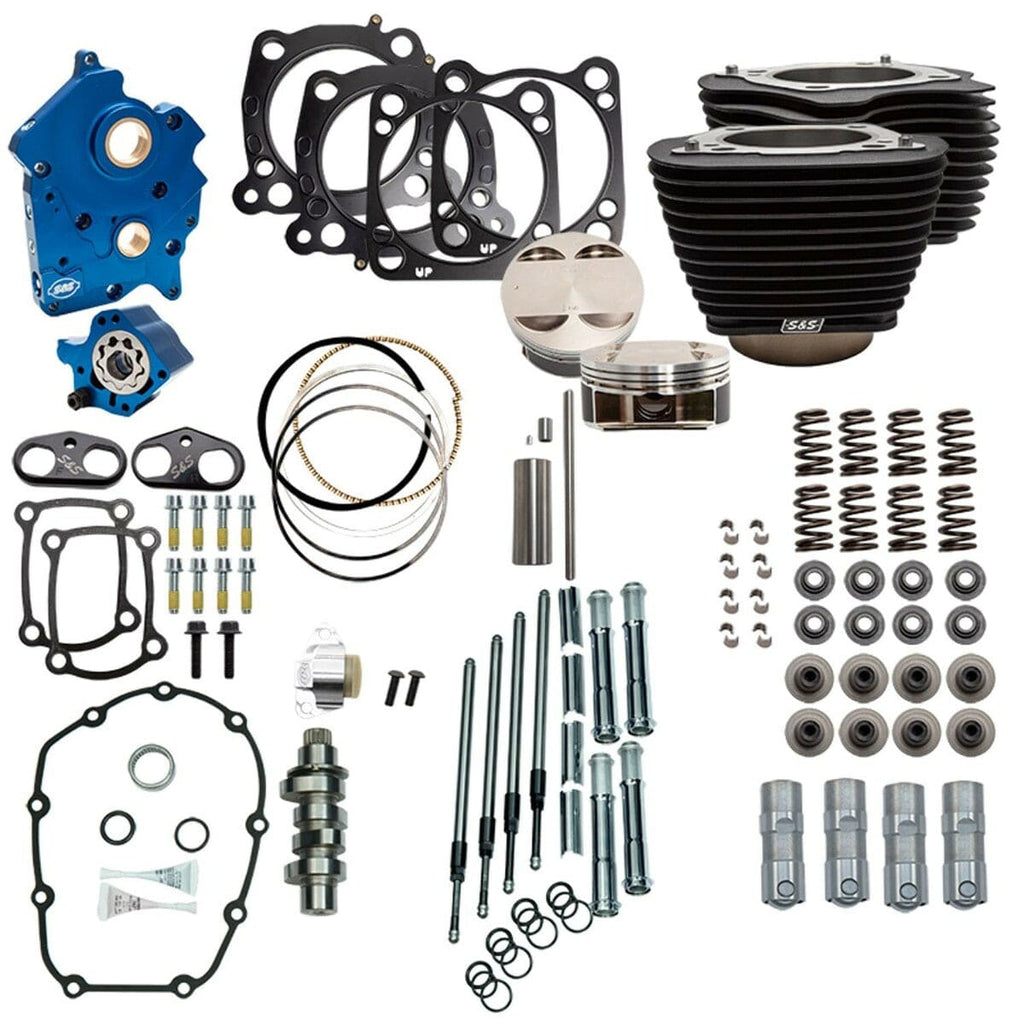 S&S Cycle S&S 114" 128" Oil Cooled Power Package 550C Chain Drive Black Chrome Harley M8
