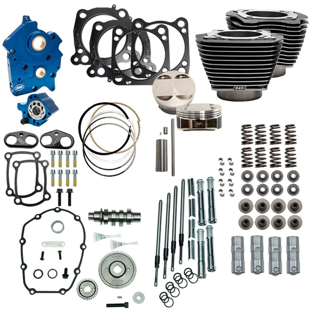 S&S Cycle S&S 114" 128" Oil Cooled Power Package 550G Gear Drive Granite Chrome Harley M8