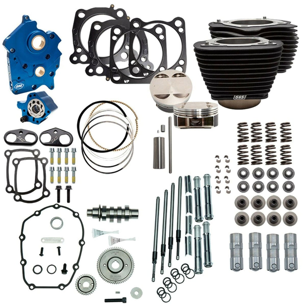S&S Cycle S&S 114" 128" Oil Cooled Power Package 550G Gear Drive Wrinkle Black Harley M8