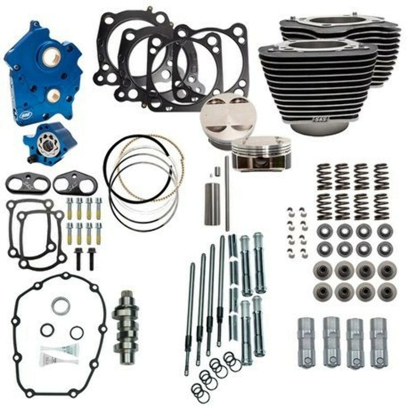S&S Cycle S&S 114" 128" Oil Cooled Power Package Chain Drive Black Chrome Harley M8 17+