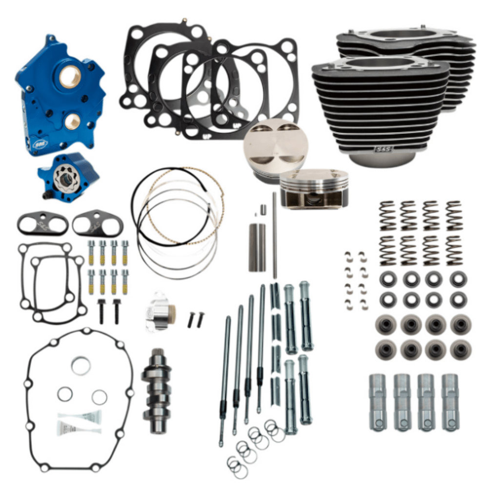 S&S Cycle S&S 114" 128" Water Cooled Power Package Chain Drive Black Chrome Harley M8 17+