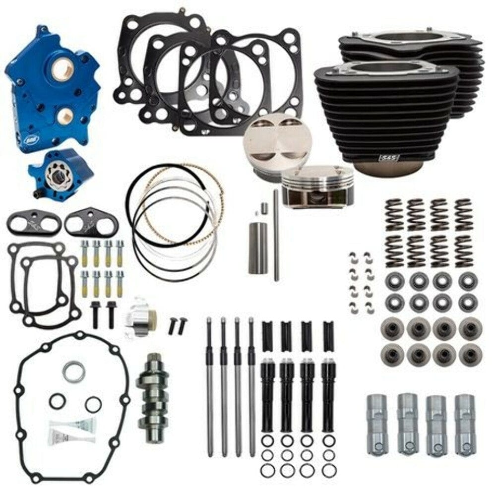 S&S Cycle S&S 124" 107" Oil Cooled Power Package Chain Drive Black Harley Touring Softail