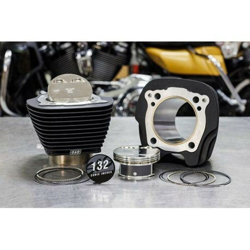 S&S Cycle S&S M8 Big Bore 132" Black Cylinders 4.375 Stroke Pistons Top End Kit Harley 17+