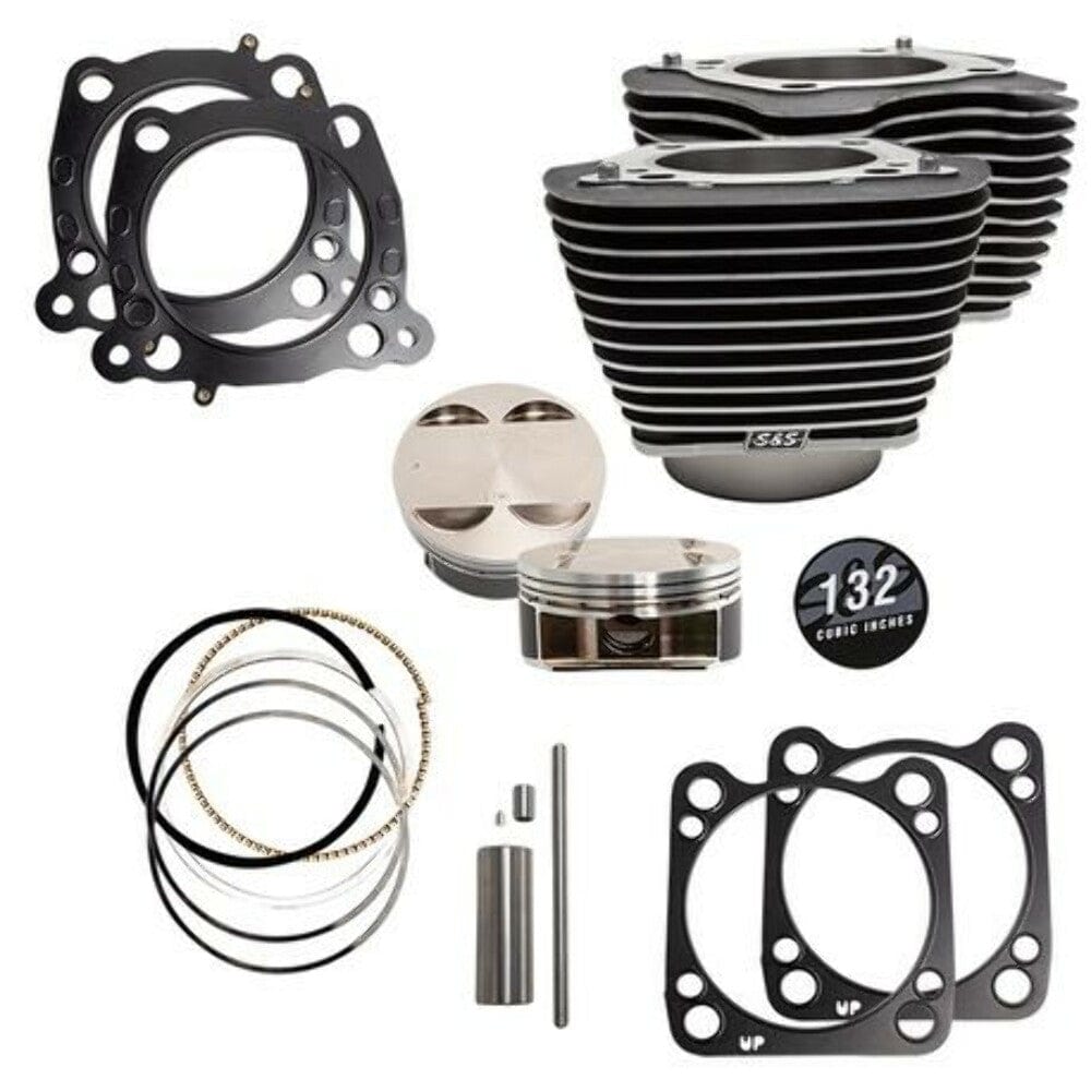 S&S Cycle S&S M8 Big Bore 132" Highlighted Cylinders 4.375" Pistons Top End Kit Harley 17+