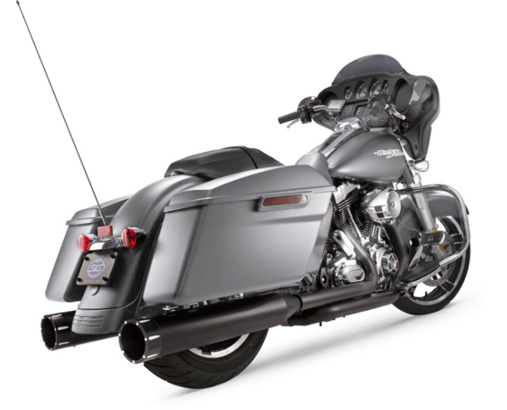S&S Cycle Silencers, Mufflers & Baffles S&S Black MK45 4.5" Slip-On Mufflers Tracer End Caps Pipes 17+ M8 Harley Touring