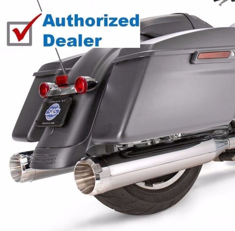 S&S Cycle Silencers, Mufflers & Baffles S&S Chrome MK45 4.5" Slip-On Mufflers Thruster End Caps Pipes 17+ Harley Touring